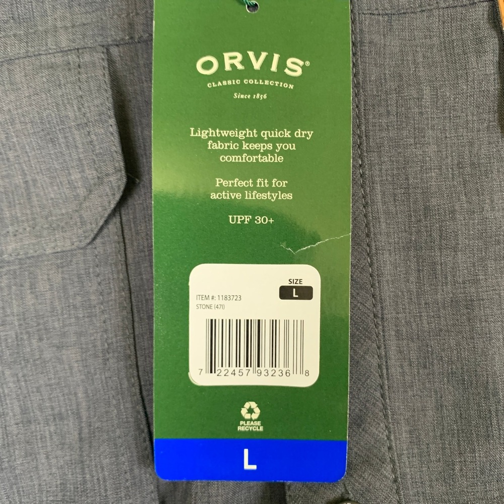 Orvis Mens Short Sleeve Tech Shirt Grey Stone UPF 30+ Quick Dry Large 1183723 - Picture 8 of 10